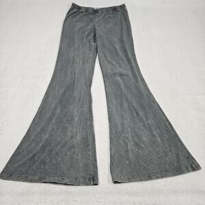 Chatoyant Flared Stretch Pants Large Gray Stretch Cotton Spandex Boho Smooth